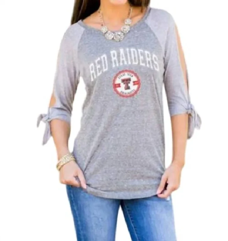 Elevated Casual Discounts Texas Tech University Top In Grey