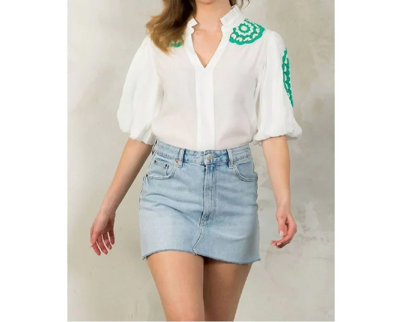 New Season Fashion Preview Maeve Top In White, Green