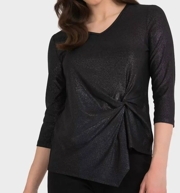 Premium Style Knotted Top In Black/silver