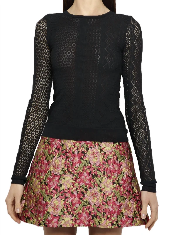 Holiday Attire Sale Patchwork Stretch Lace Kendra Top In Black