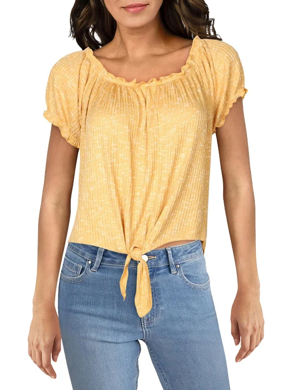 Statement Fashion Offers Juniors Womens Off-The-Shoulder Heathered Top