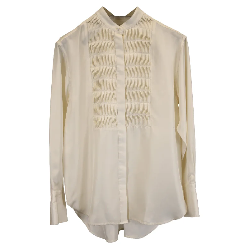 Limited Time Offer Toteme Wavy Pleat Bib Shirt in Ivory Silk