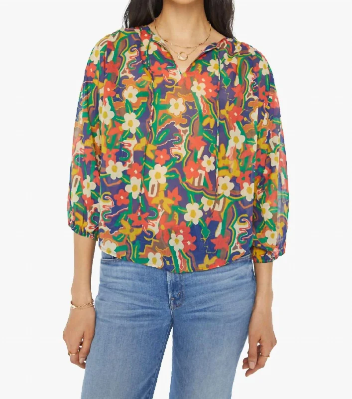 Holiday Attire Sale Breeze Tie Top In Cosmic Blooms