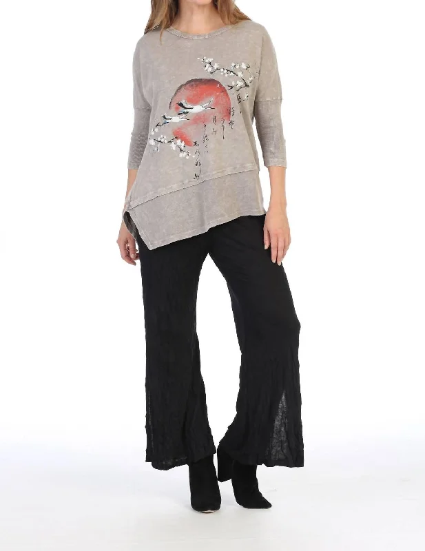 Seasonal Picks Thousand Mile Dolman Sleeve Cotton Top In Taupe