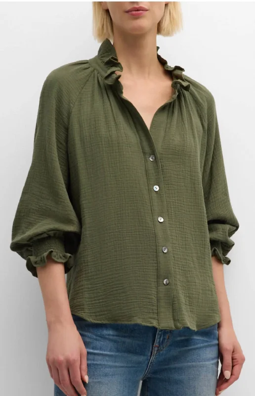 Winter Warehouse Sale Fiona Double Gauze Shirt In Olive