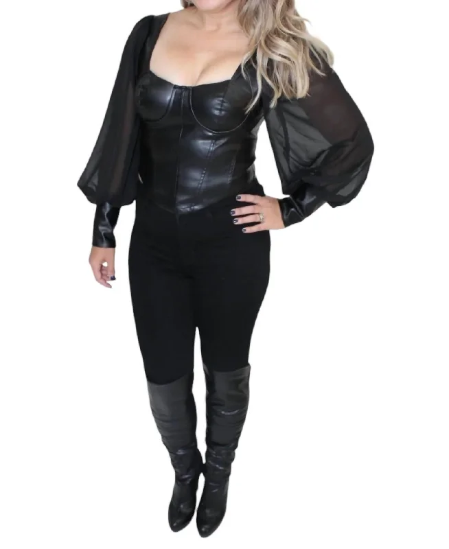 Contemporary Fashion Sale Vegan Leather Lorde Top In Black