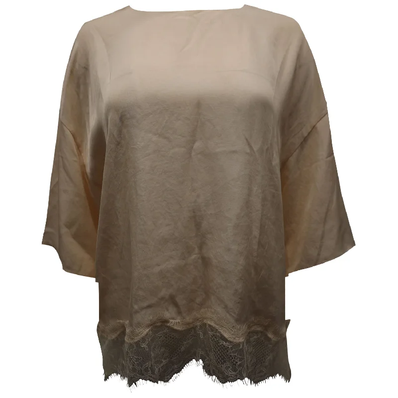 Glamorous Fashion Offers Vince Lace Trim Top in Beige Triacetate