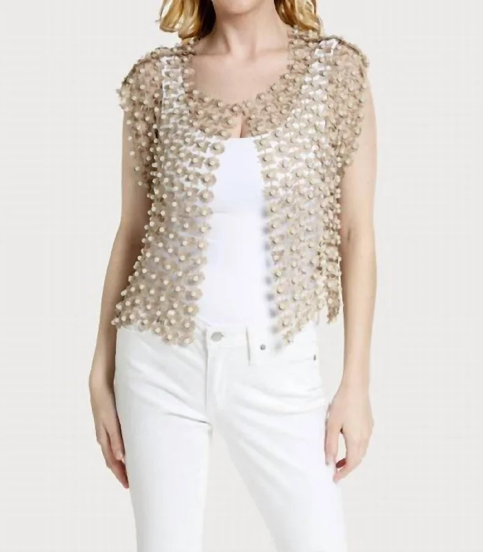 Sale Event, Prices Rock Floral Shell Pearl Capelet In Gold