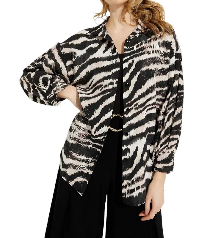 Sleek Style Discounts Animal-Print Button Closure Shirt In Beige/multi