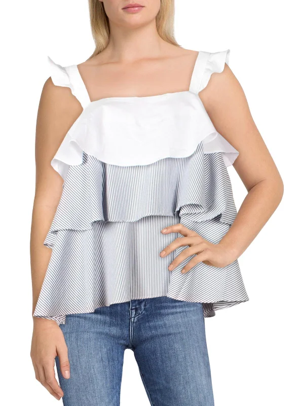 Shop Sale Items Womens Striped Tiered Peplum Top