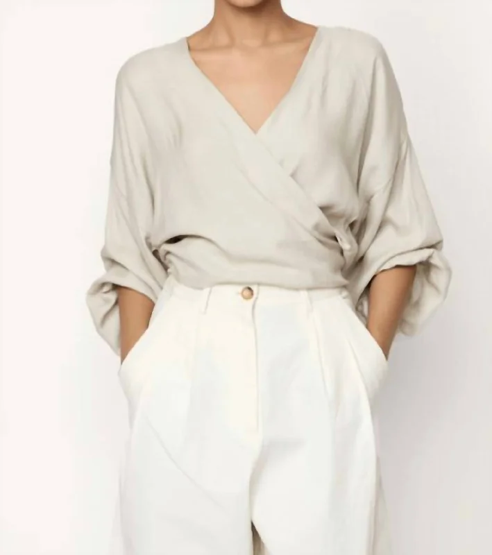 Latest Fashion V-Neck Wrap Top In Natural