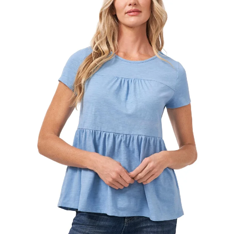 Polished Style Deals Womens Tiered Cotton Peplum Top