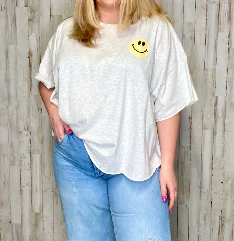 Exclusive Discounts Smiley Face Iconic Top In Heather Grey