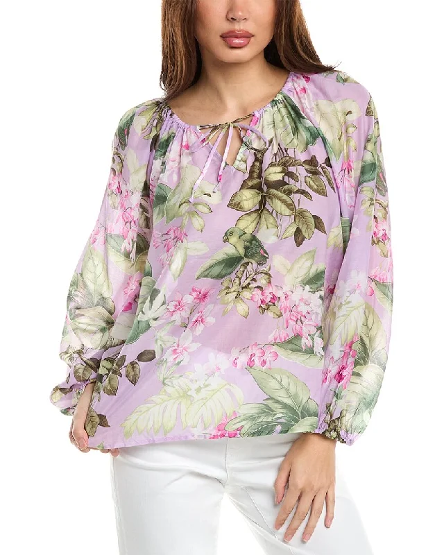 Trendy Pulse Tommy Bahama Orchid Dreams Silk-Blend Peasant Top