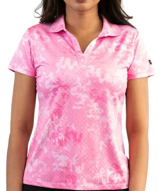 Romantic Fashion Discounts Women's Golf Polo In Pink Camo