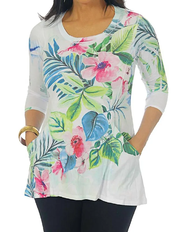 Browse Our Top Products Tropical Pink Flowers Top In Multi