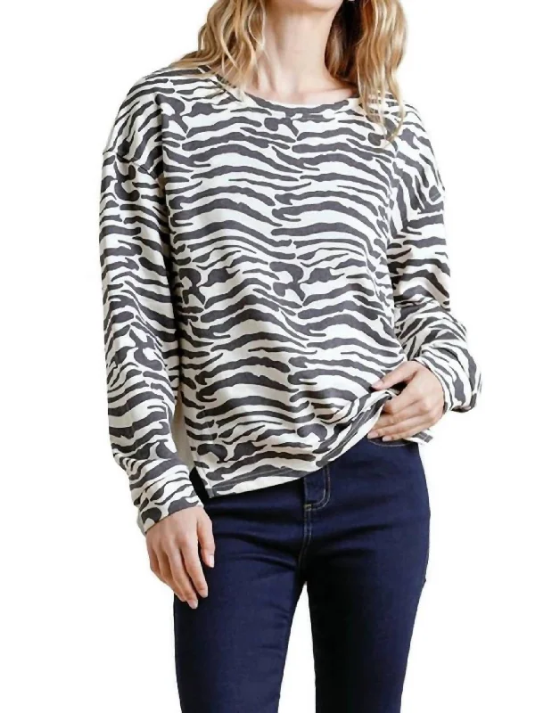 Easy Elegance Sales Animal Print High Low Top In Cream