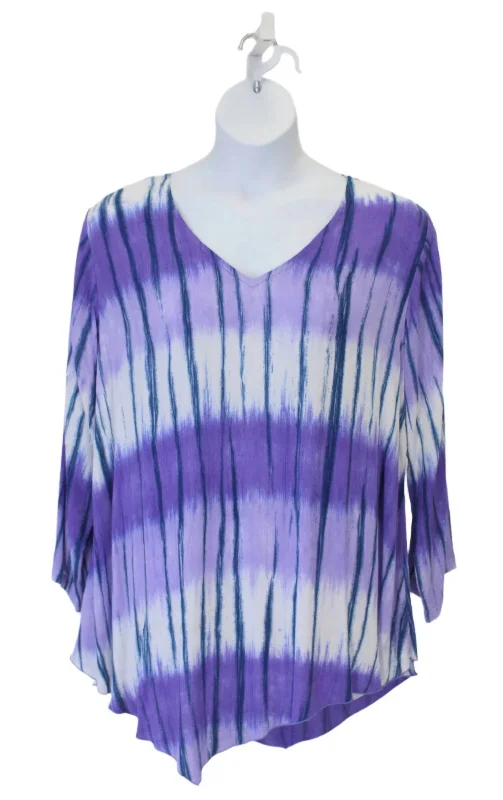 Street Style Discounts Women's Tie Dye V-Hem Top - Plus In Purple