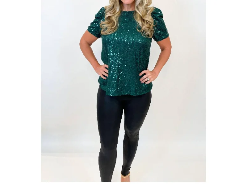 Chic Trend Collection Grace Sequined Top In Green