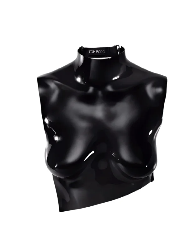 New Season Fashion Preview Tom Ford Womens Chrome Acrylic Anatomical Breastplate In Black