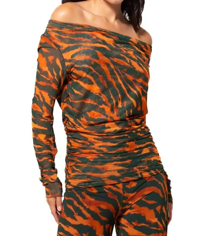 Crazy Discounts, Hurry Up Tiger Top In Orange/black