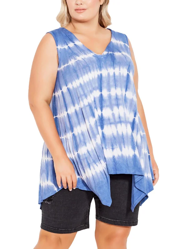 Discount Extravaganza Plus Womens V Neck Tie Dye Shell