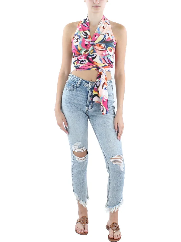 Casual Fashion Womens Wrap Printed Halter Top