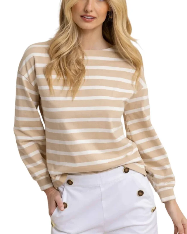 Seasonal Sale Zayla Striped Top In Irish Cream