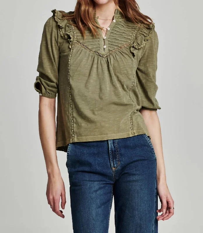 Enjoy Discount Kendall Pleated Top In Laurel Oak