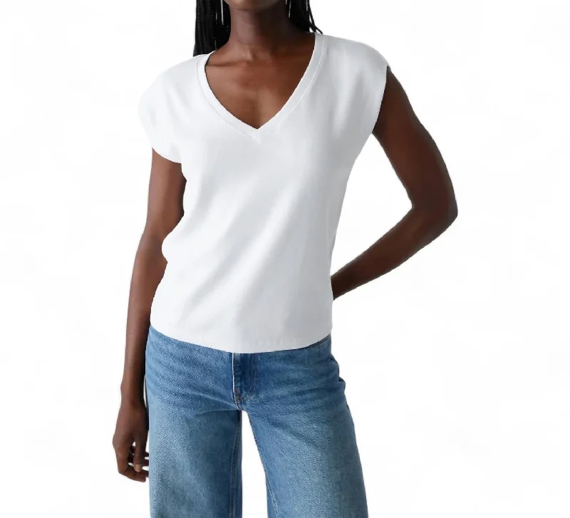 Style Without Limits Tati V-Neck Top In White