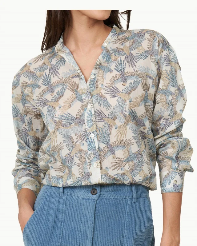 Affordable Trendy Fashion Coraz Woman Woven Shirt In Raw White And Blue