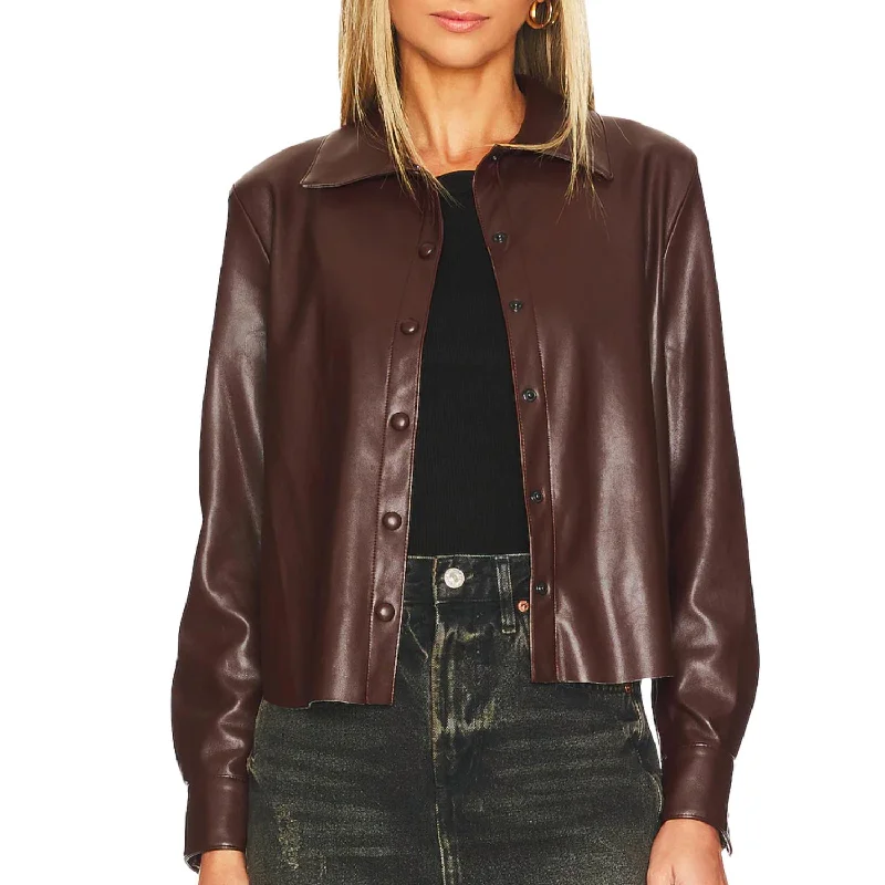 Special Offers, Don't Miss Vegan Leather Shirt In Chocolate