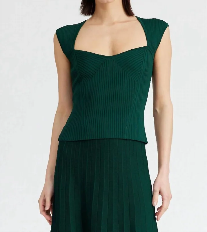 End Of Season Sale Sigrid Top In Forest Green