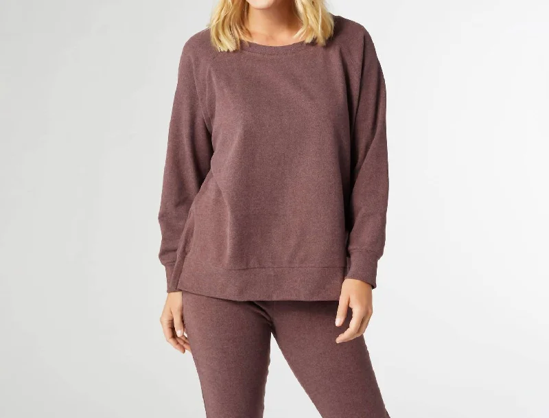 Affordable Trendy Fashion Weekend Brushed Side Zip Raglan Sleeve In Wine