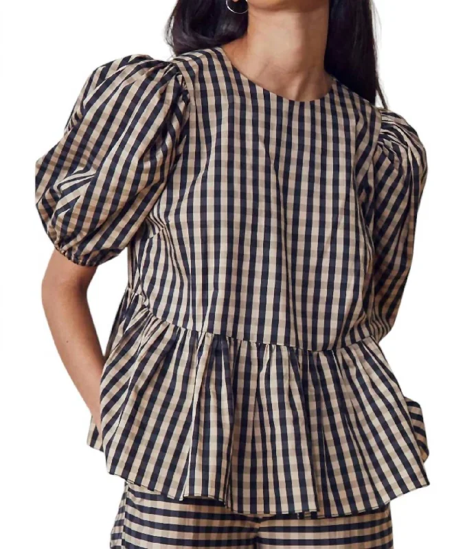 Casual Yet Chic Sales Lenny Top In Black & Brown Gingham