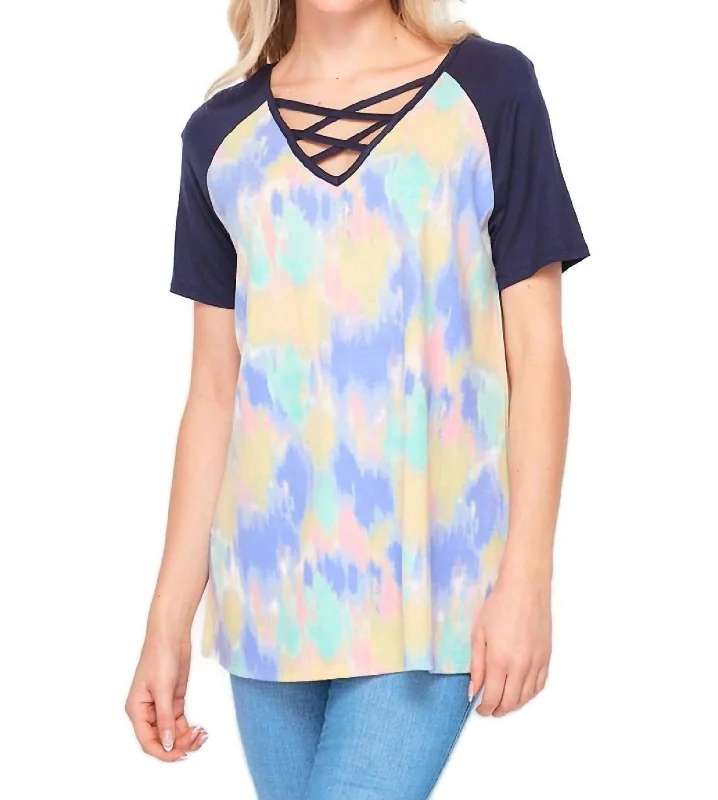 Everyday Elegance Sale Criss Cross Top - Plus In Blue Multi