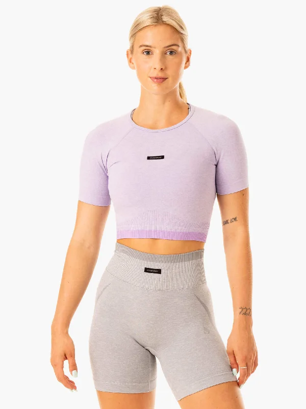 Women's Cozy Outfit For Lounging Exclusive Fashion Deals Excel Seamless T-Shirt - Lavender Marl