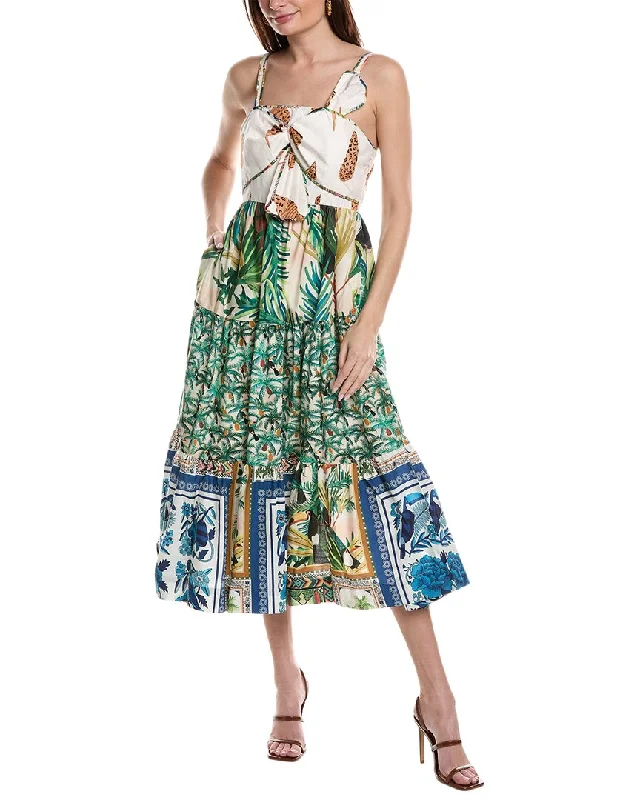 Women's Stylish Vacation Attire Best-Sellers FARM Rio Mixed Prints Bow Top Midi Dress