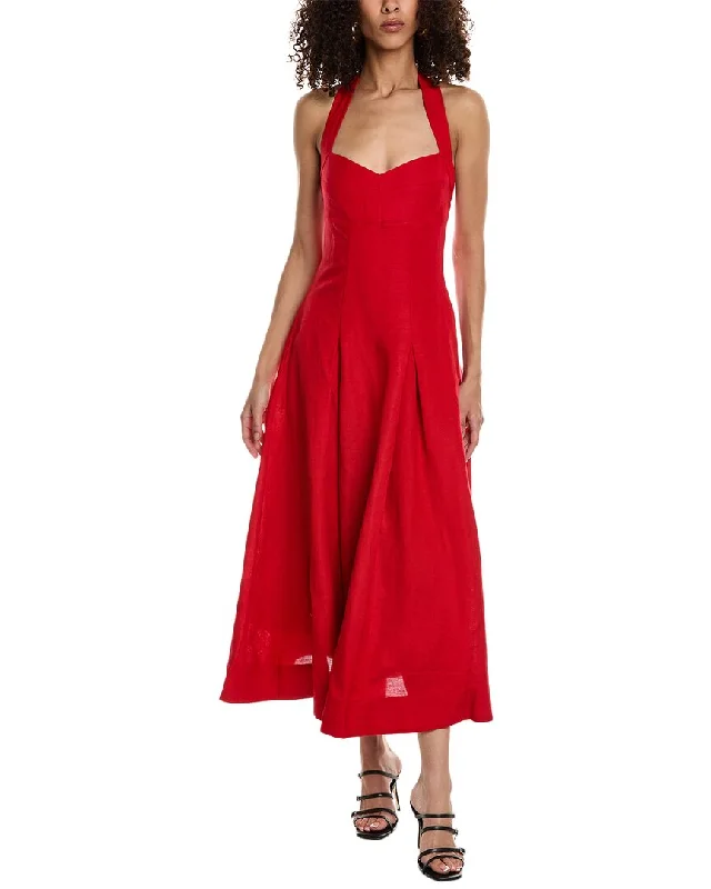 Women's Layered Outfit Valentine's Special Nicholas Lulu Halter Linen-Blend Maxi Dress