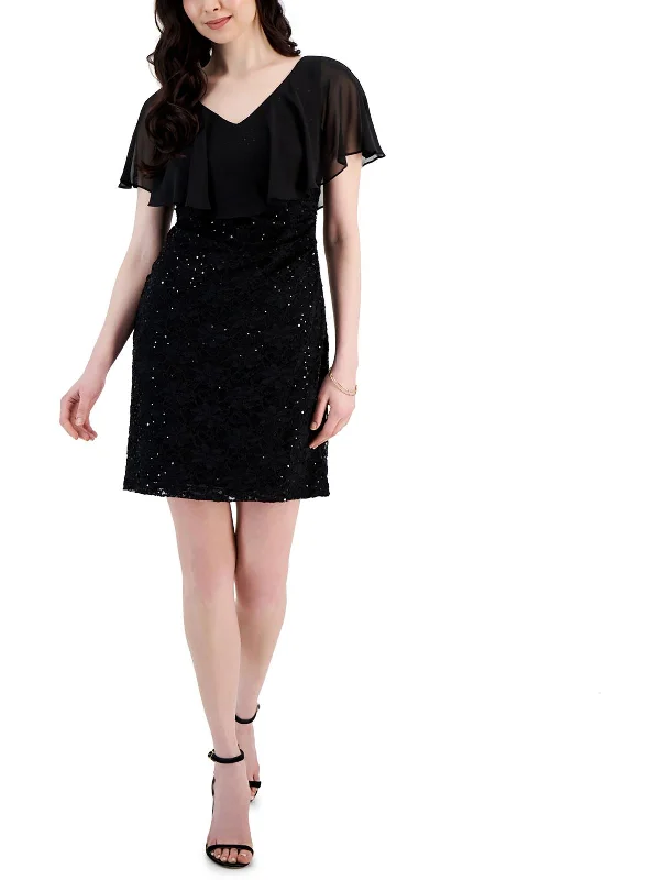 Women's Travel Outfit Set Snag Fabulous Fashion Bargains Petites Womens Chiffon Overlay Lace Sheath Dress