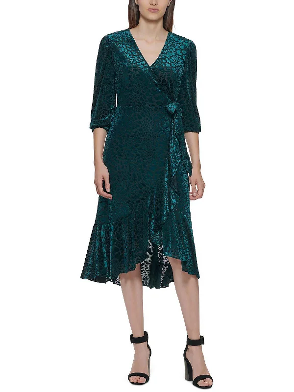 Vintage Clothing For Women Statement Fashion Offers Womens Burnout Velvet Wrap Dress