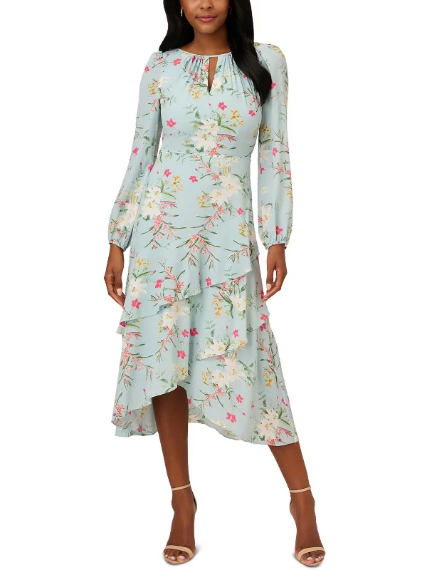 Women's Transitional Outfit Hot Items Womens Floral Print Polyester Midi Dress