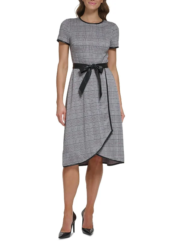 Women's Athletic Garments Get The Latest Trends Womens Plaid Faux Wrap Midi Dress