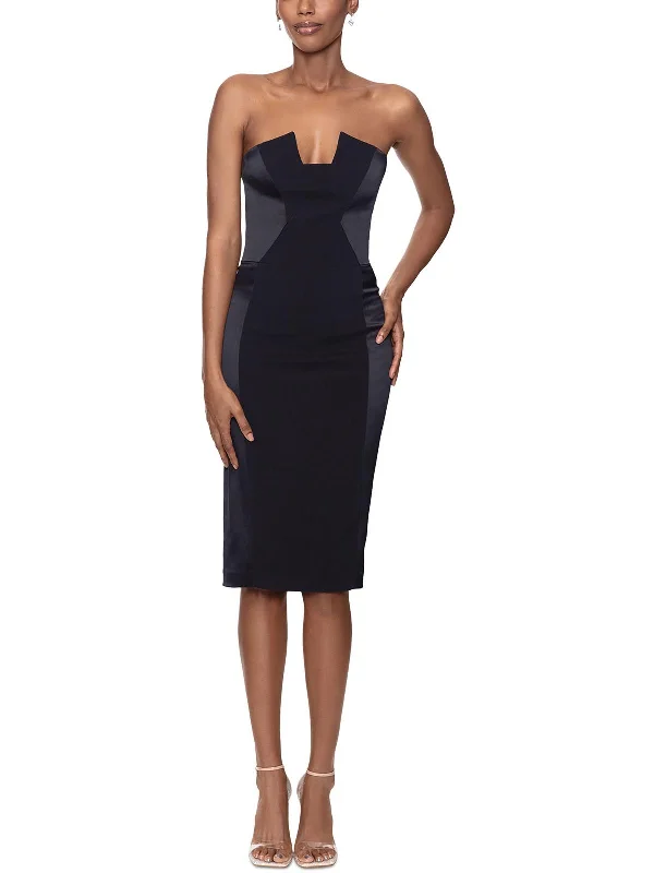 Women's Evening Wear Attire Embrace New Fashion Womens Satin Trim Satin Sheath Dress