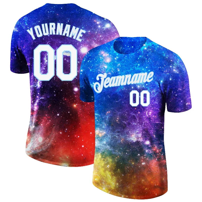 Classic And Timeless Unisex Style End-Of-Season Clearance Custom Galactic White-Light Blue 3D Performance T-Shirt