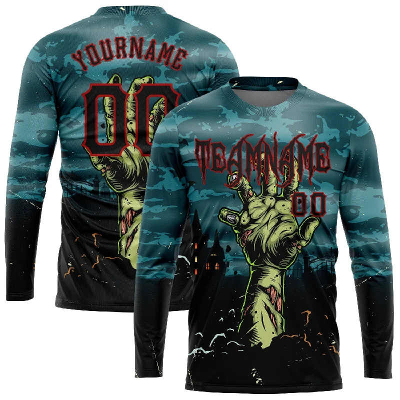 Modern Unisex Clothing For Any Occasion Latest Fashion Custom 3D Pattern Halloween Horror Night Trick Treat Long Sleeve Performance T-Shirt