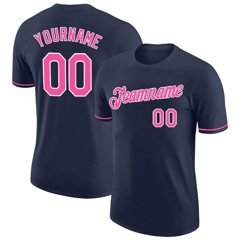 Comfortable Gender-Free Fashion Choices Unleash Your Fashion Custom Navy Pink-White Performance T-Shirt