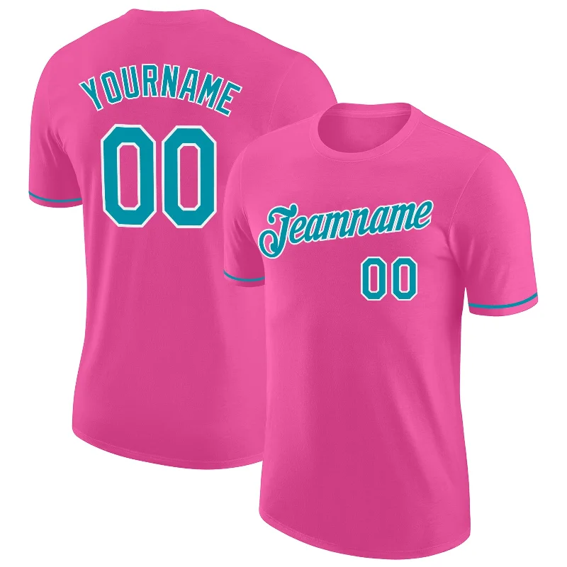 Classic Unisex Fashion Looks Additional Time-Limited Offers Custom Pink Teal-White Performance T-Shirt