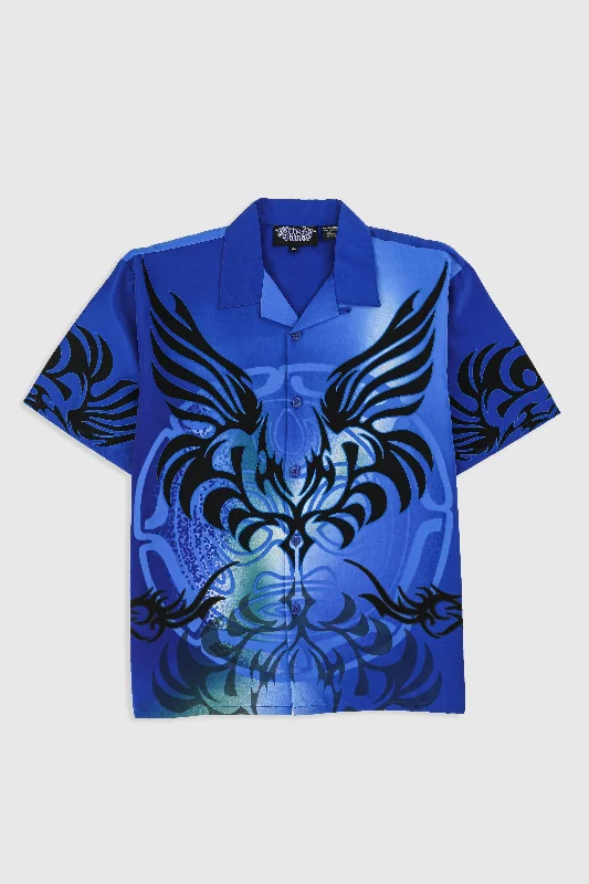 Minimalist Unisex Fashion Must-Haves Classic Chic Deals Deadstock Dragonfly Blue Tribal Camp Shirt - M, L, XXL