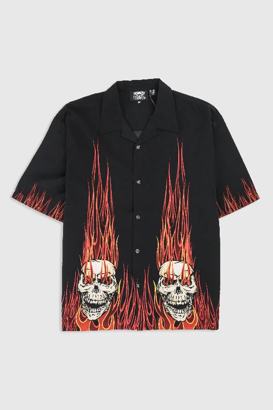 Functional And Stylish Unisex Outerwear Classy Style Discounts Deadstock Dragonfly Burning Skulls Camp Shirt - XXXL